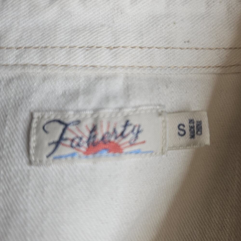 Faherty Out West Shirt Ecru Chambray Cream Women S Snap Button Down Western - Picture 3 of 7